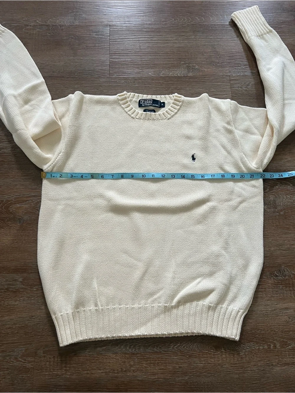 Vintage Polo Ralph Lauren Cotton Knit Crewneck Sweater | Cream | Mens Medium